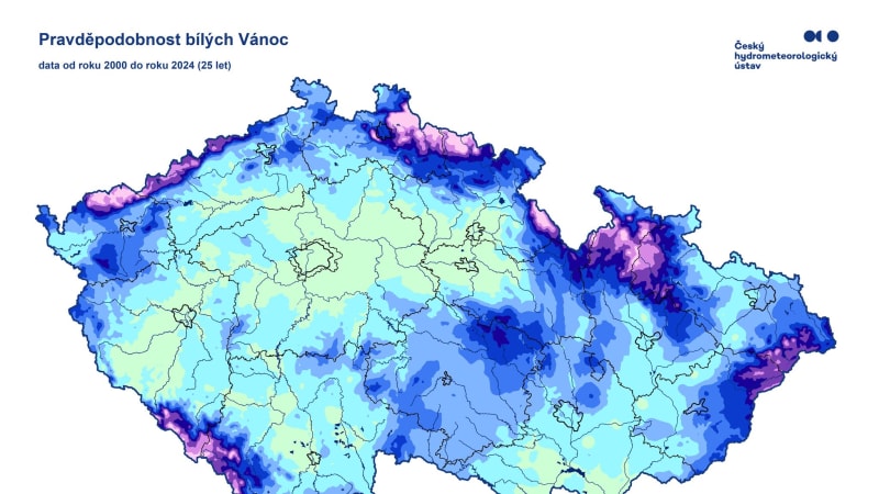 Budou bílé Vánoce? MAPA ukazuje, kde čekat na Štědrý den sněhovou nadílku