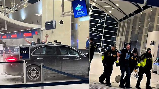 Řidič vjel autem do letištního terminálu v Detroitu. Něco je dole, křičel při zadržení